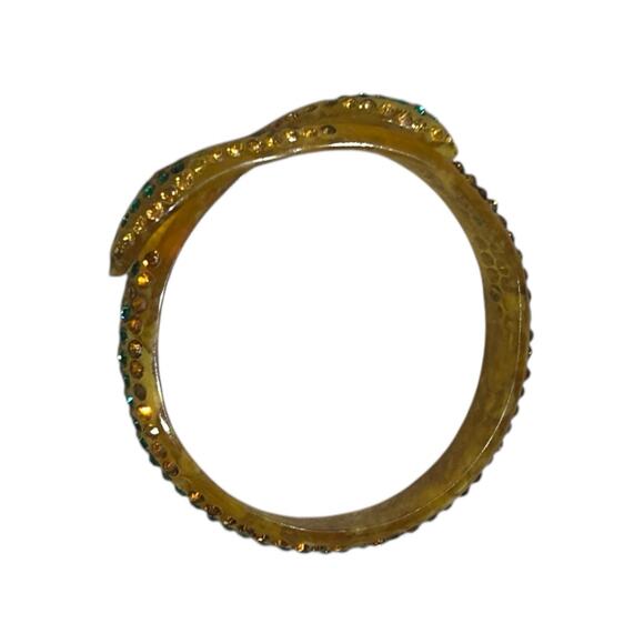 Art Deco 1920s Celluloid Rhinestone Snake Bracelet Coiled Snake Bangle - - Picture 4 of 6